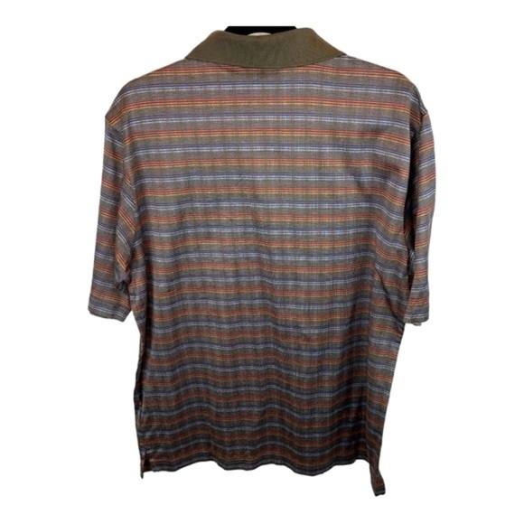 Bugatchi Uomo Brown Multicolour Geometric Check Stripes Short Sleeve Polo sz S - Picture 4 of 7